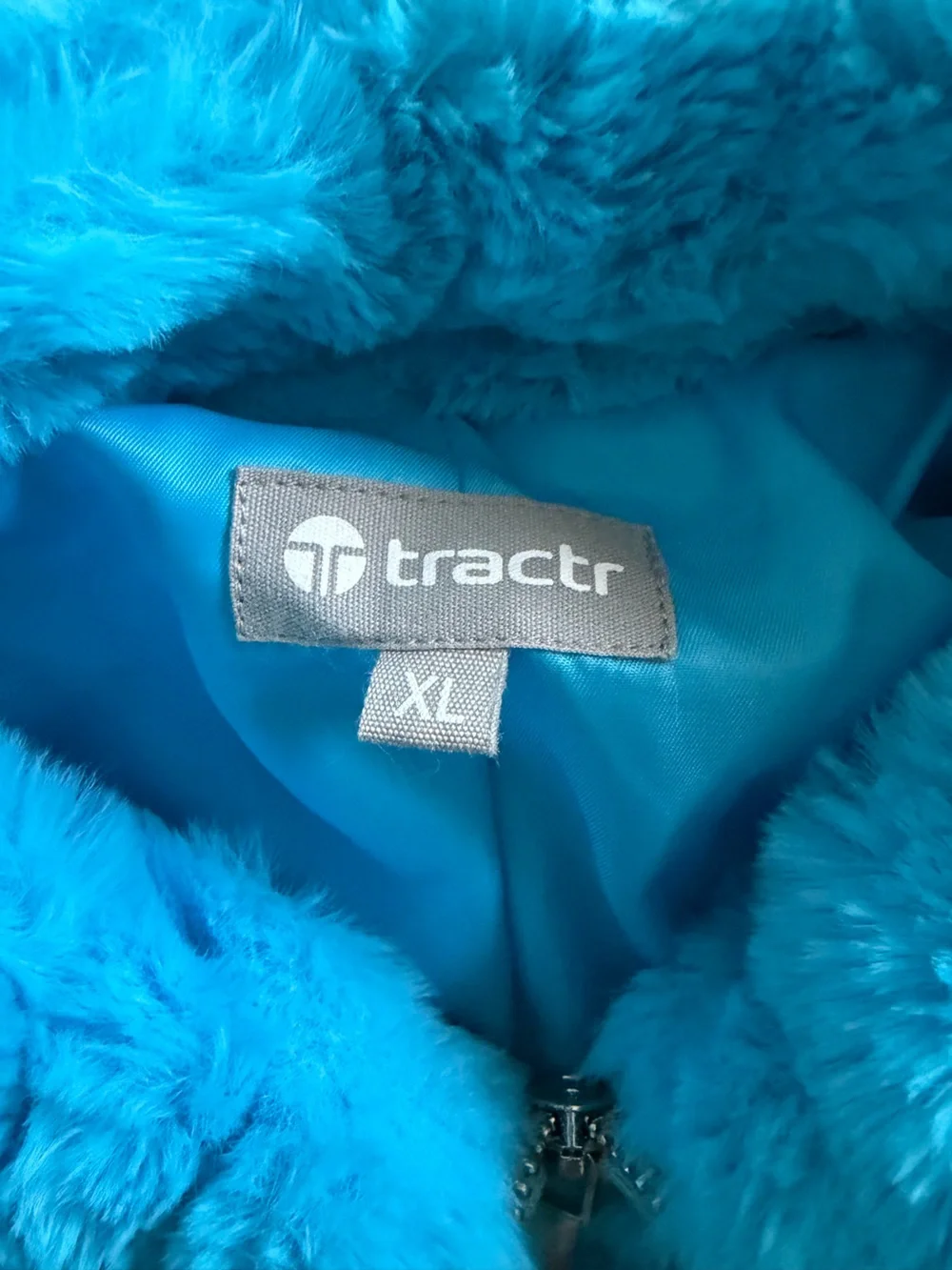 Tractr Bright Turquoise Faux Fur Coat